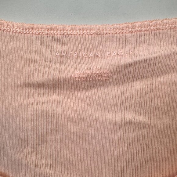American Eagle Size Large (L) Women's Soft Ribbed Crop T-Shirt in Blush Pink - Picture 2 of 3